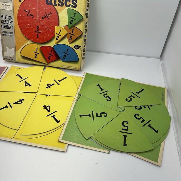 Vintage 1955 Milton Bradley Fraction Discs #9382 Learning Homeschool Education - Picture 6 of 13